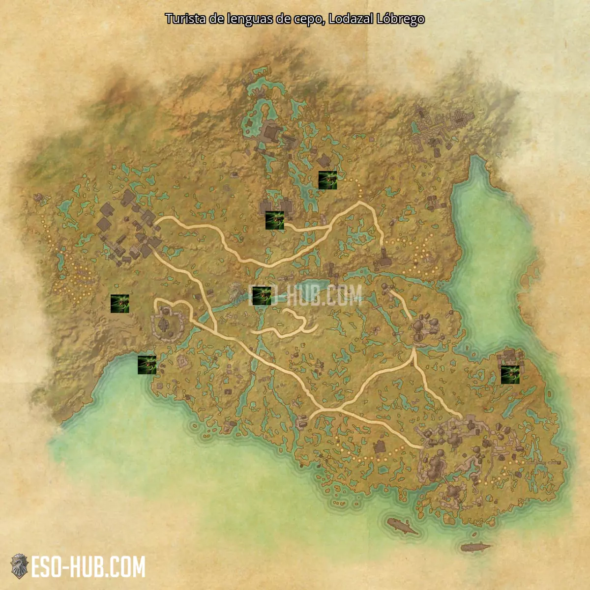 Turista de lenguas de cepo en Lodazal Lóbrego mapa