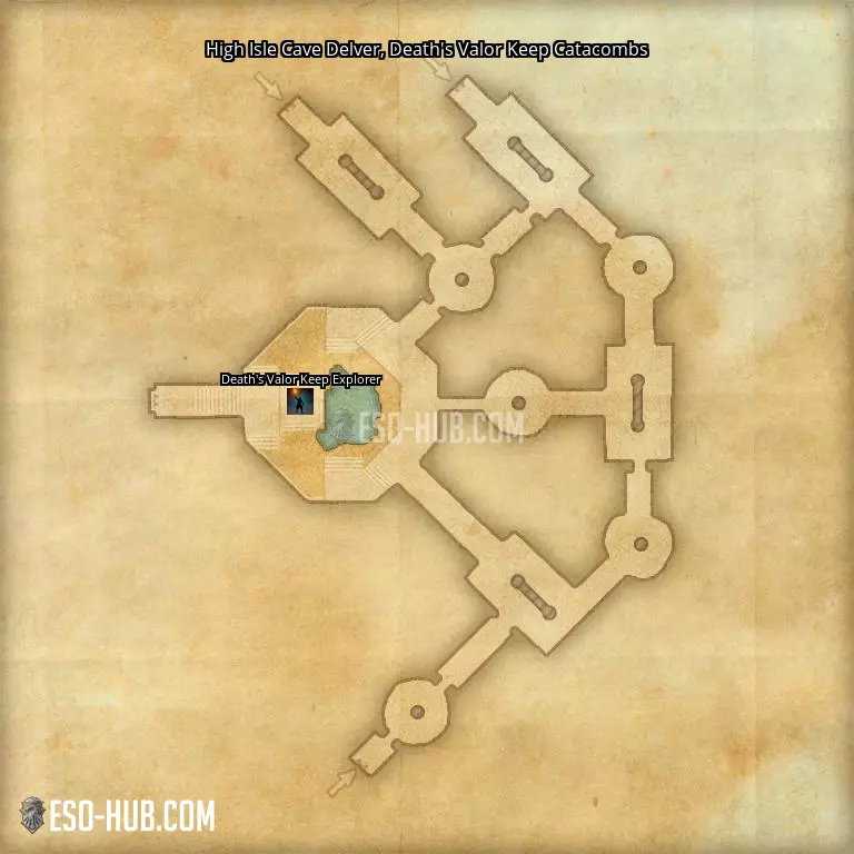 High Isle Cave Delver in Death's Valor Keep Catacombs map