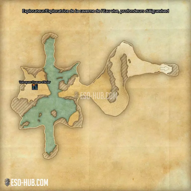 Explorateur/Exploratrice de la caverne de l'Eau vive dans profondeurs d'Aiguevived carte