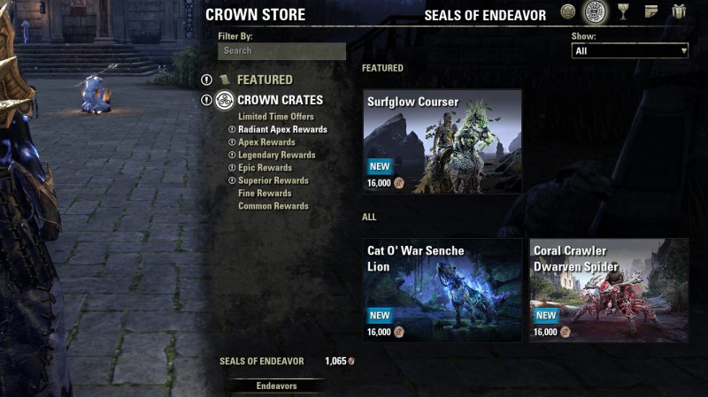Seals of Endeavor section in the ESO Crown Store