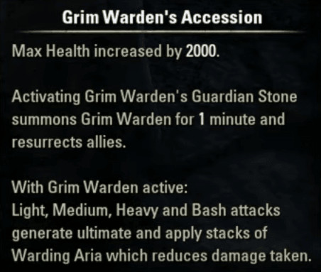 Grim Warden's Accession buff in Dread Cellar Dungeon ESO