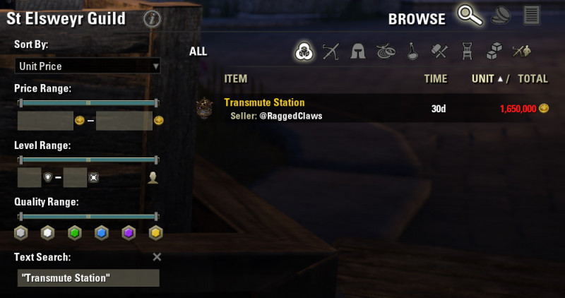 Guild Store Transmute Station in ESO