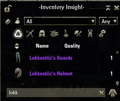 Inventory Insight example ESO