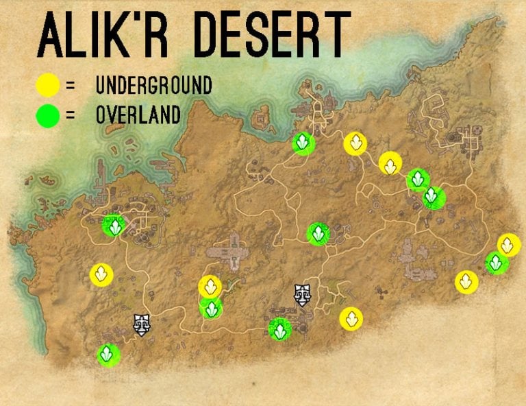 Alikr Desert Skyshard Map ESO.