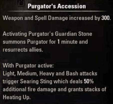 Purgator's Accession buff in Dread Cellar Dungeon ESO