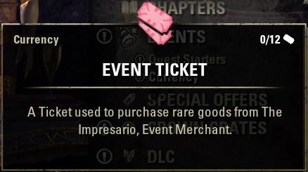 Crown Store Event Tickets for Impresario in ESO