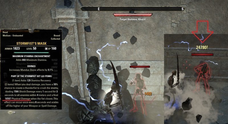 ESO Proc Sets can critically strike example Stormfist Monster Set