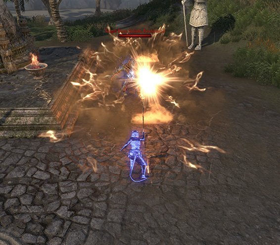 Fire Wall of Elements on a Target Dummy in ESO