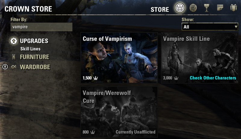 Crown Store Curse of Vampirism in ESO