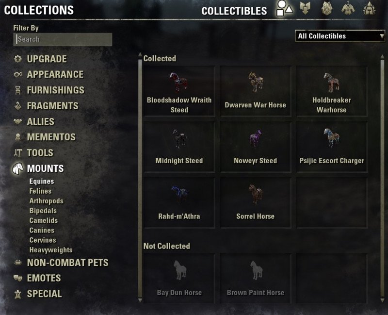Collections mounts in ESO