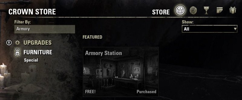 Armory Station furnishing item in the Crown Store ESO