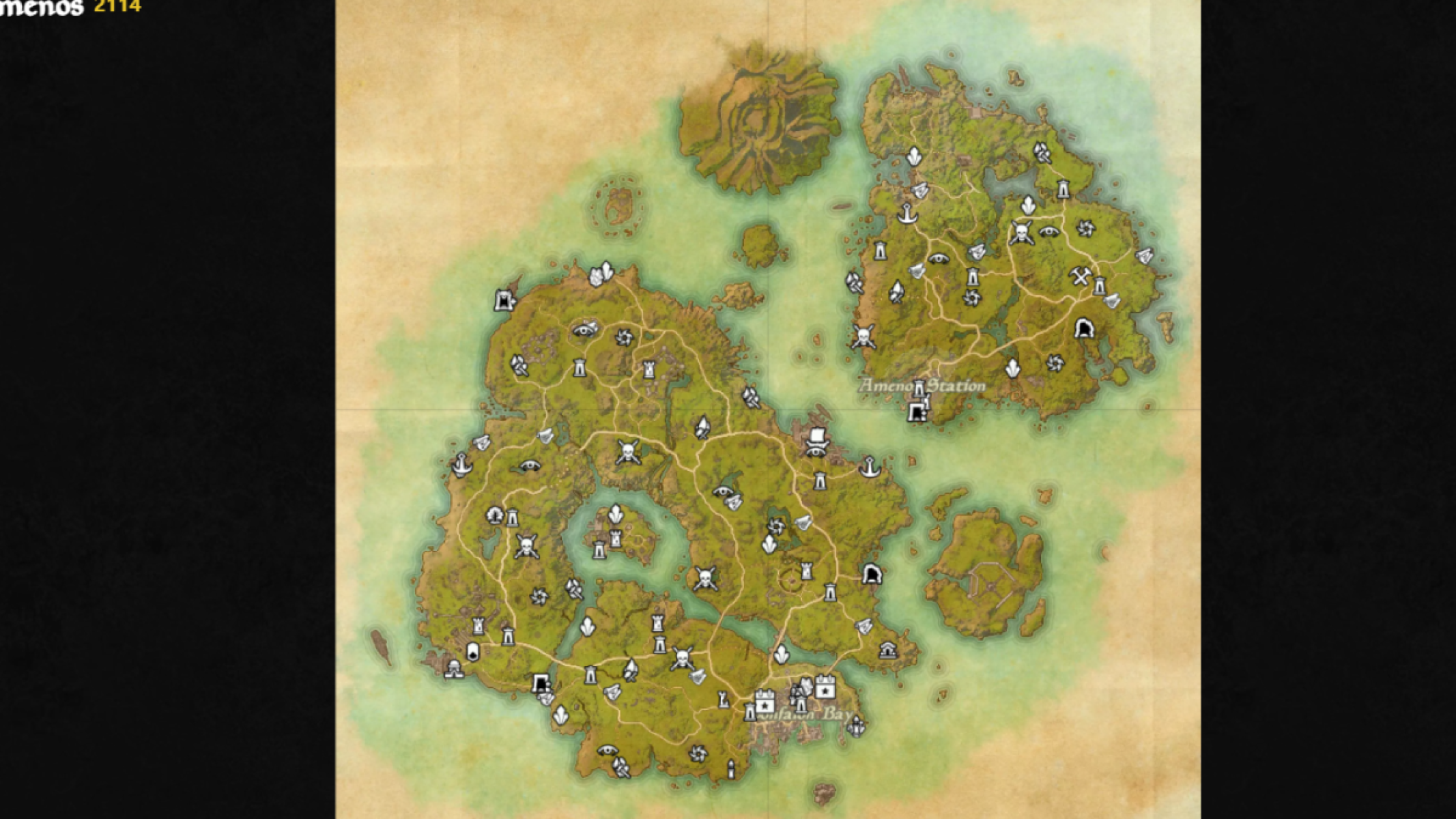 High Isle and Amenos on map