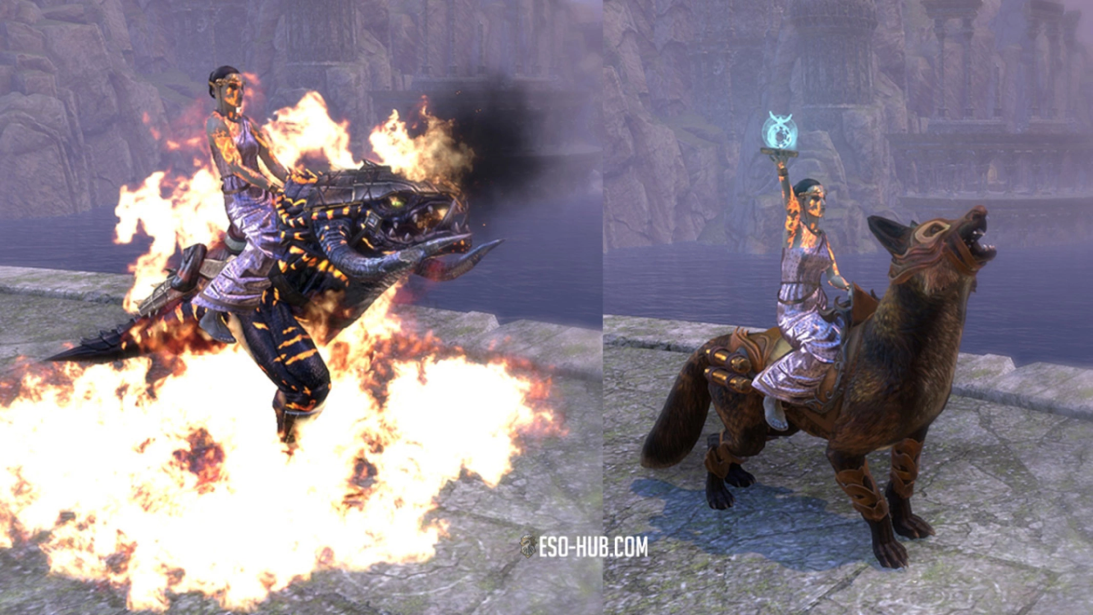 ESO Hearthfire Kagouti and Ja'zennji Siir Fox mounts have special effects