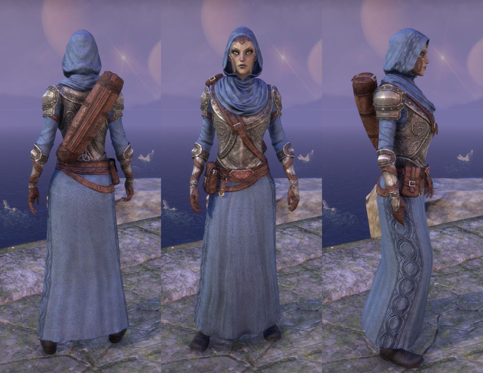 The ESO High Rock Spellsword Outfit Style hides your weapon when you unseathe it.
