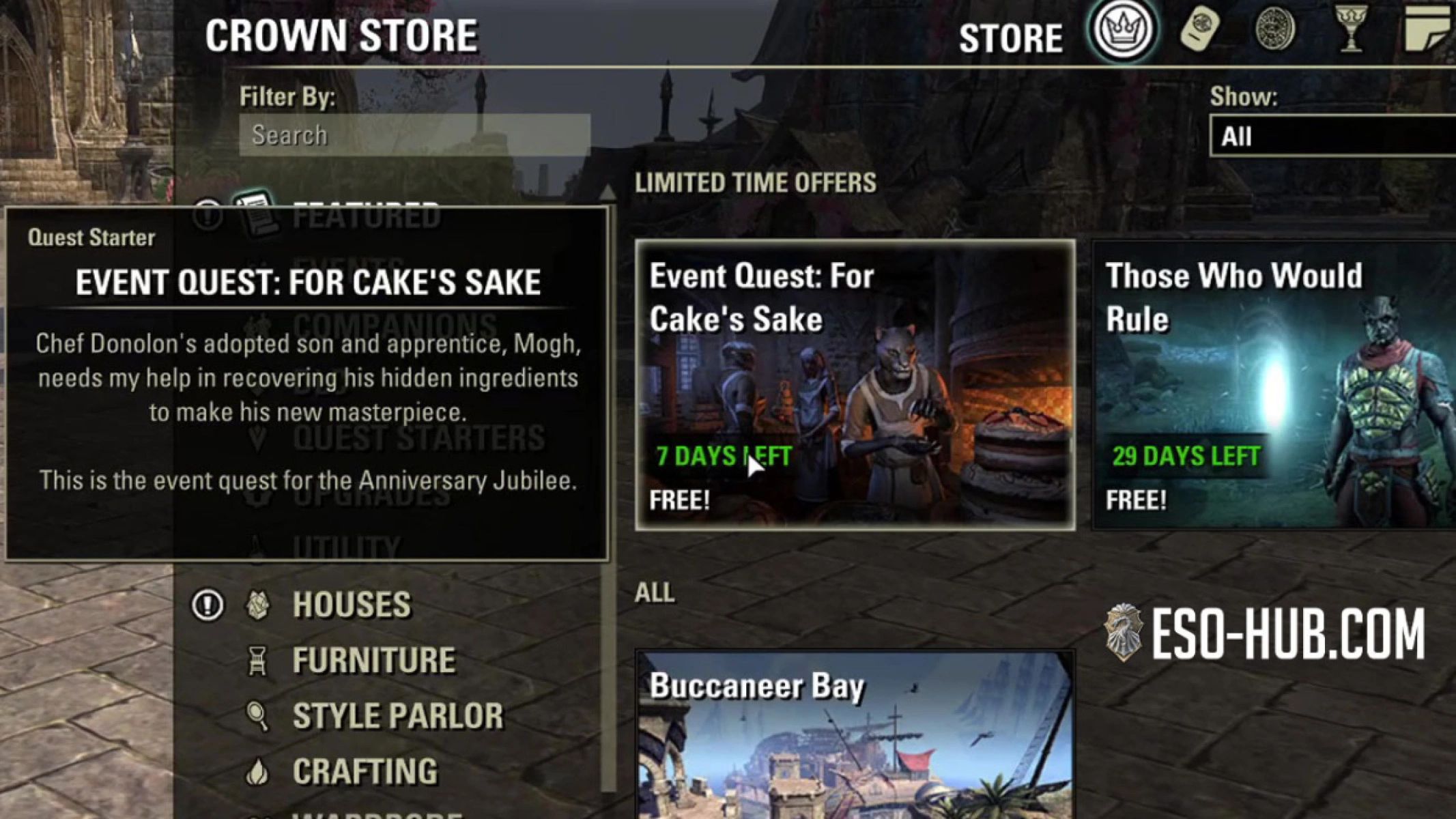Anniversary Jubilee Quest Starter "For Cake’s Sake" in the Crown Store.