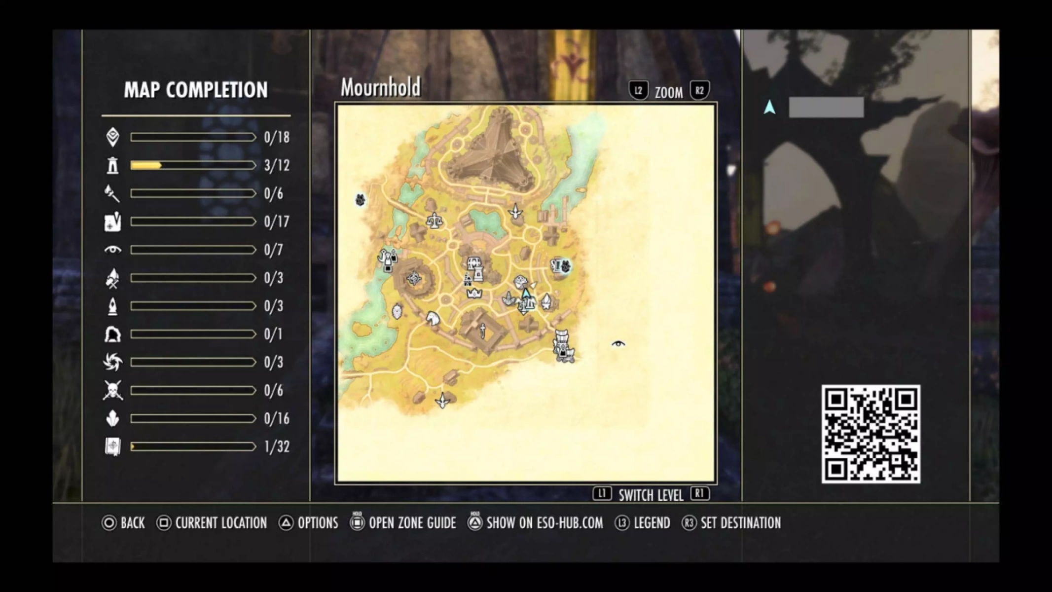 QR code on the right side pop up that sends you to the interactive map on ESO-Hub