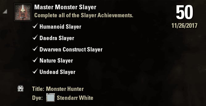 Monster Slayer Achievement in ESO