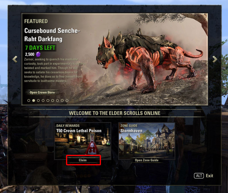 How to claim Daily Login Rewards in ESO