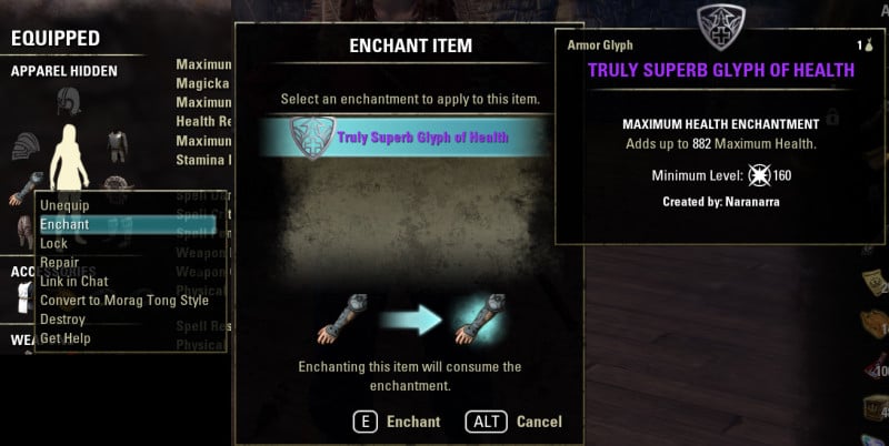 Enchant Item with Glyph in ESO