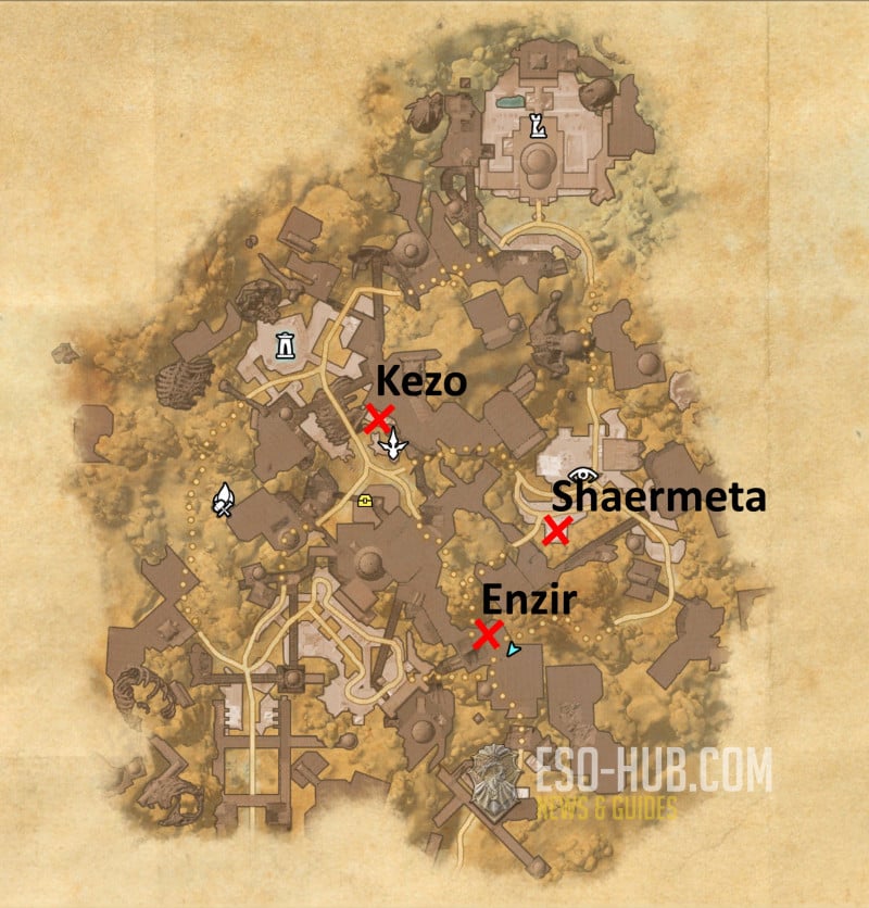 Map of the Shambles with all boss locations