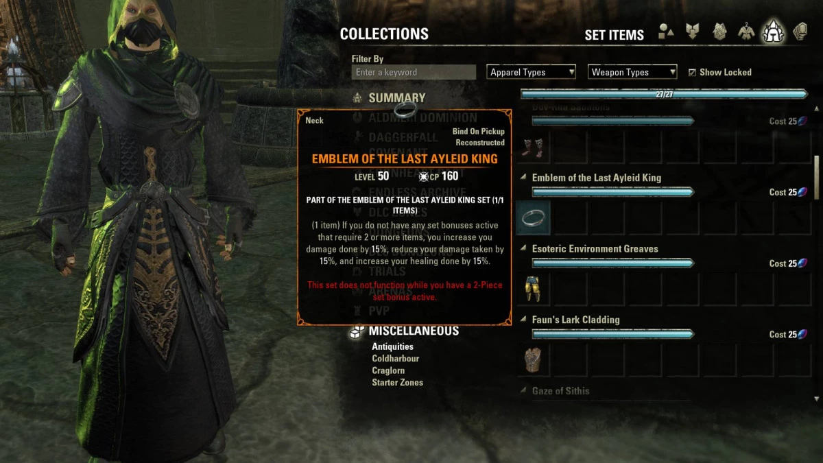 Emblem of the Last Ayleid King Mythic in ESO