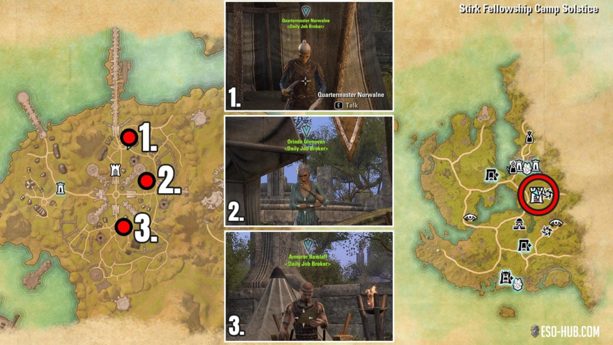 Daily Quest Giver locations on map.