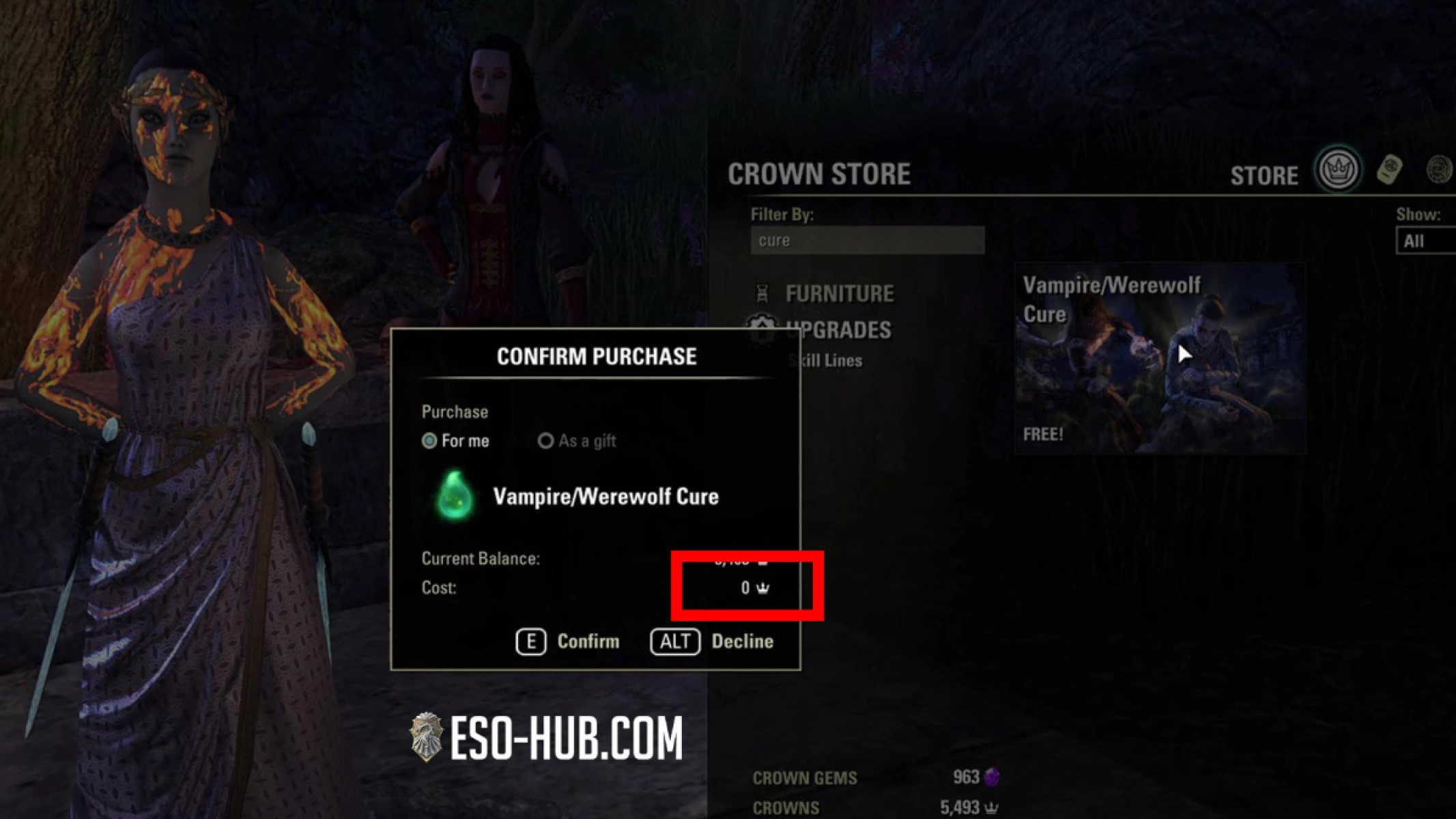 Crown Store now has a free instant cure.