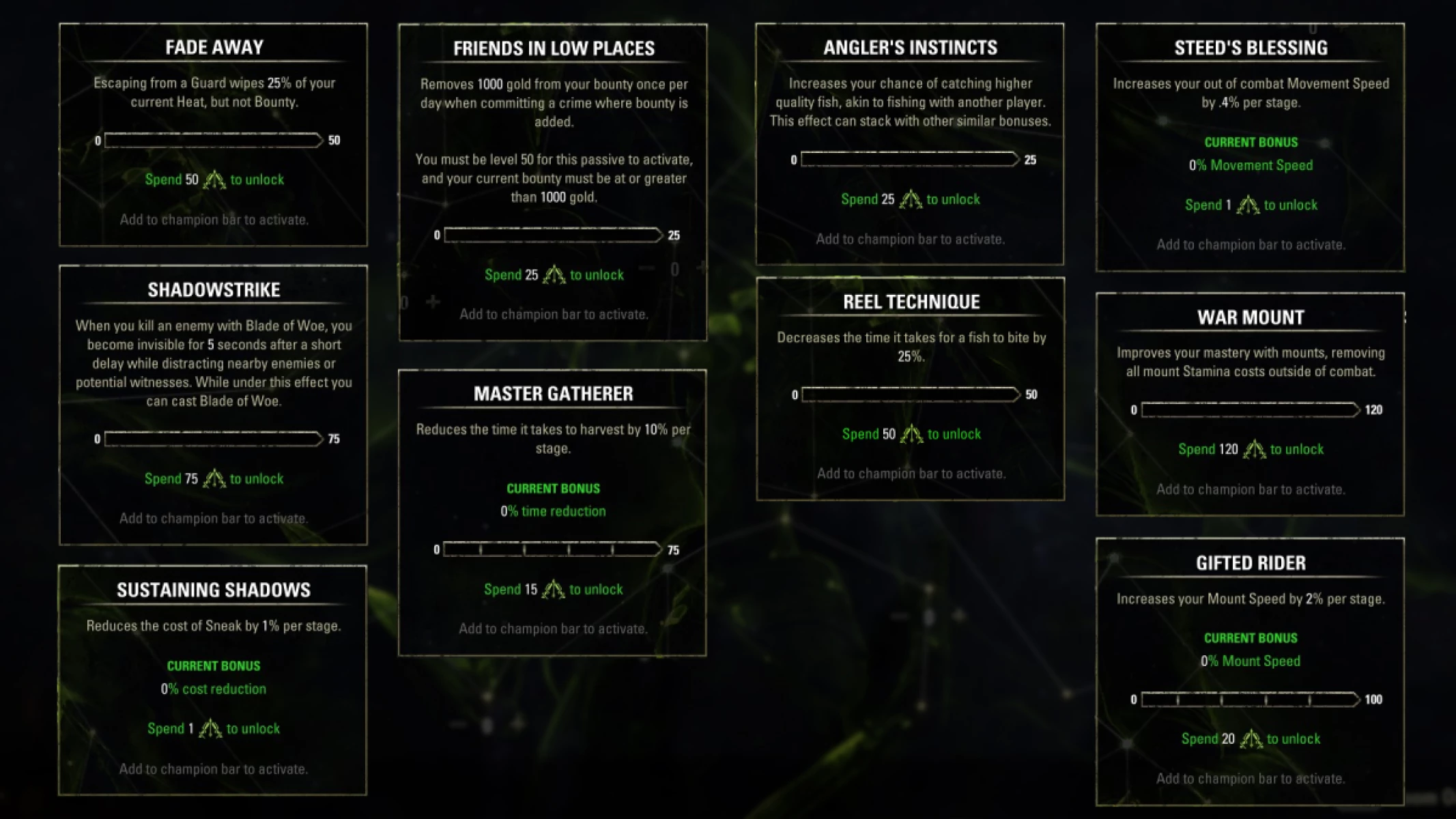 The remaining ten Slottable Stars you will be able to choose from. Screenshot taken from the ESO Public Test Server.