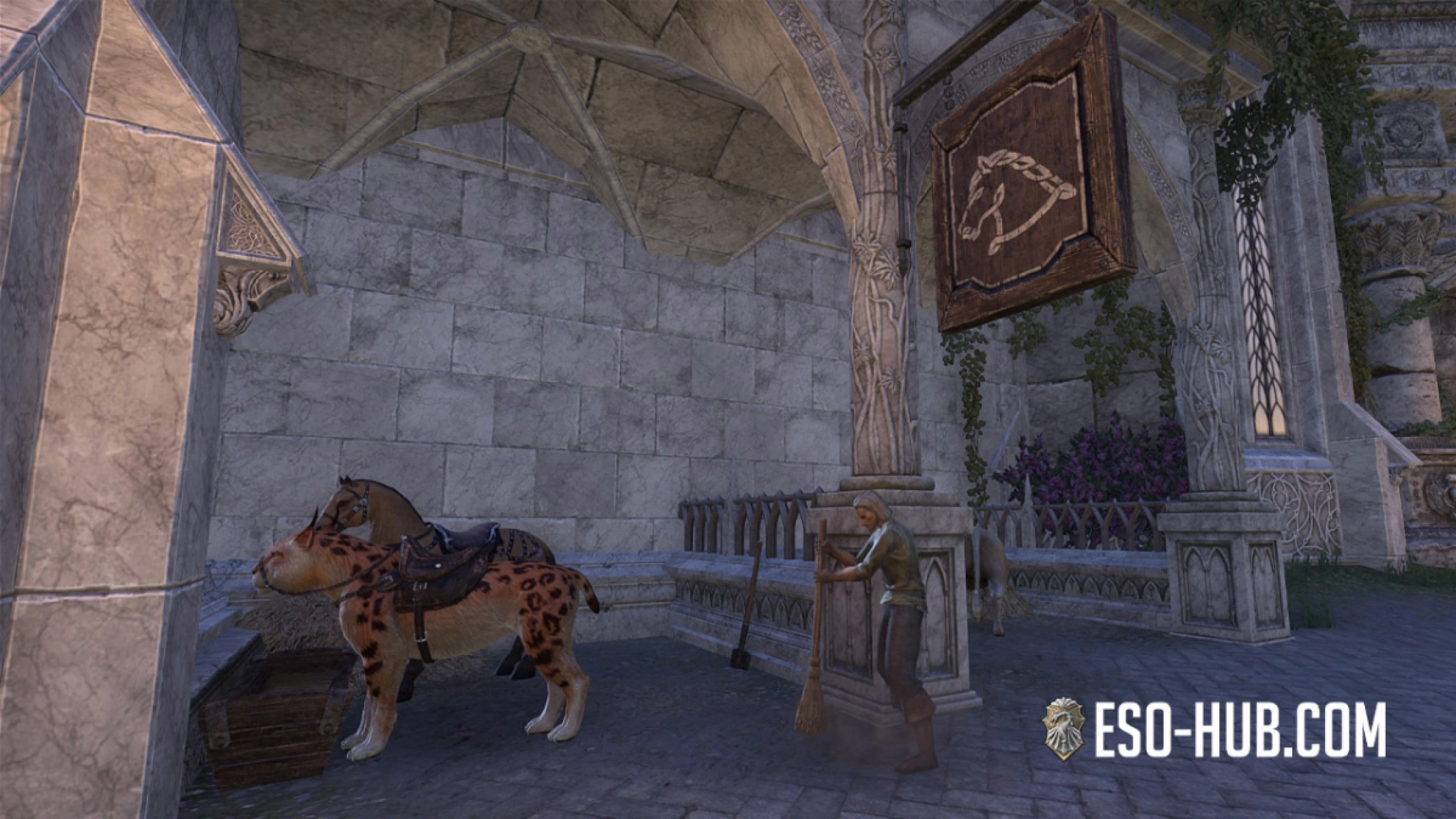 Stablemasters have a sign on the map and in-game.