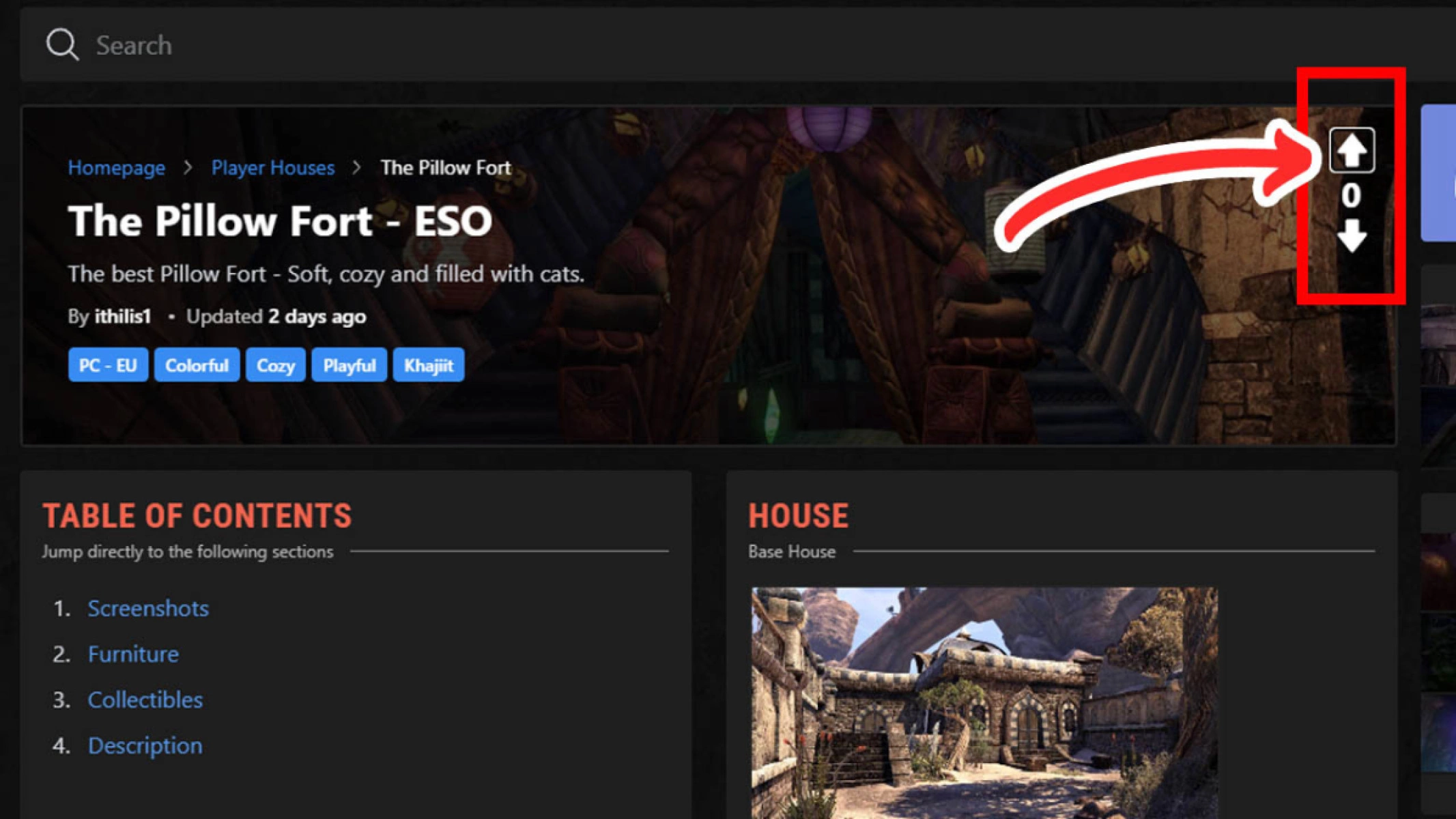 Press the up arrow to vote.