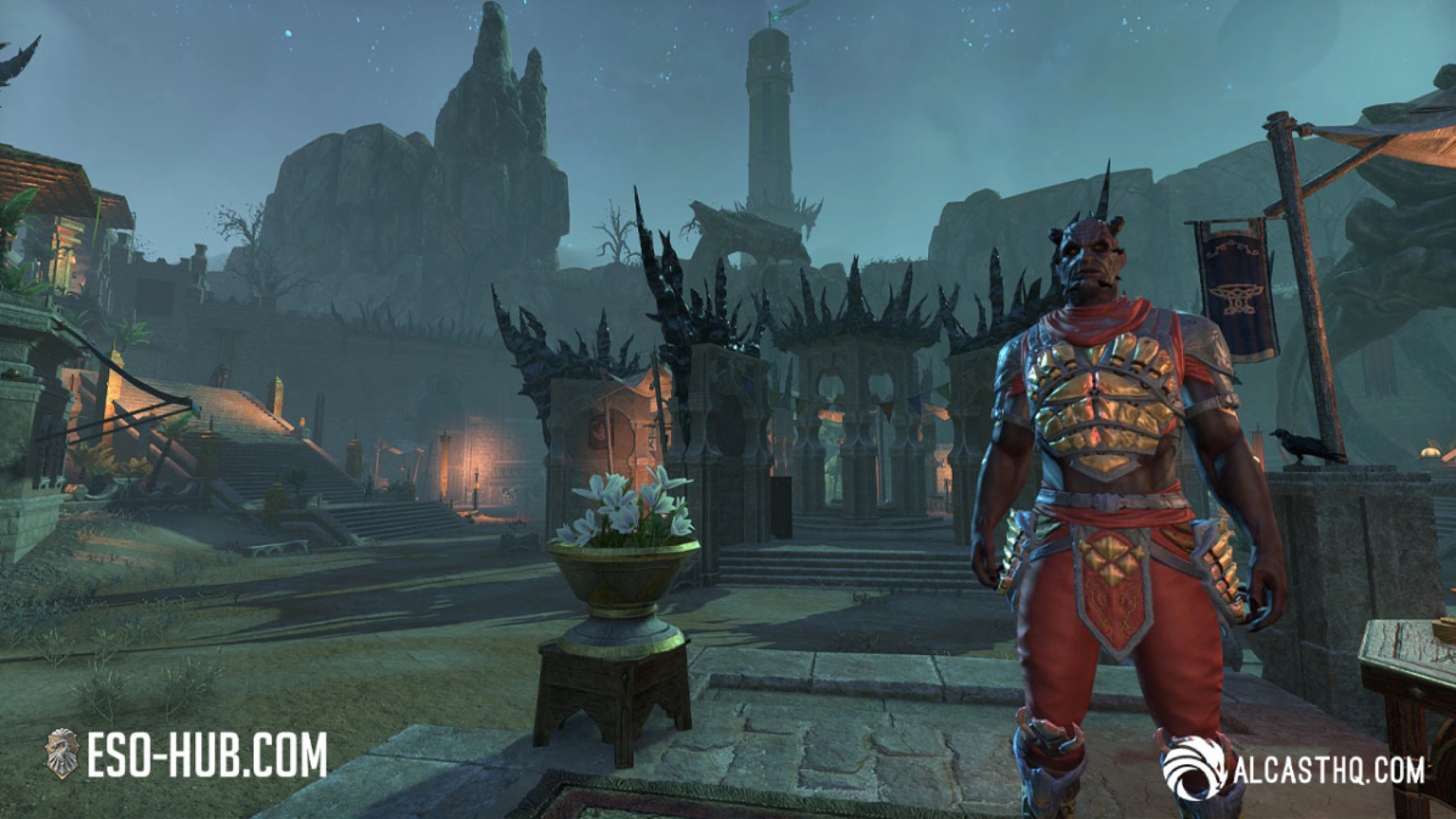 The Curator introduces you to the Night Market in Starlit Plaza.