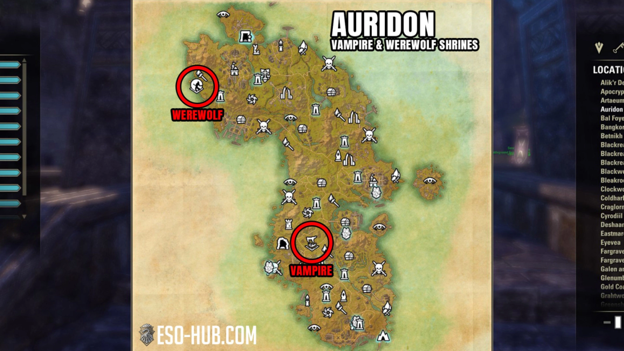 The Werewolf shrine in Auridon, the Aldmeri Dominion starting zone added in ESO Update 49.