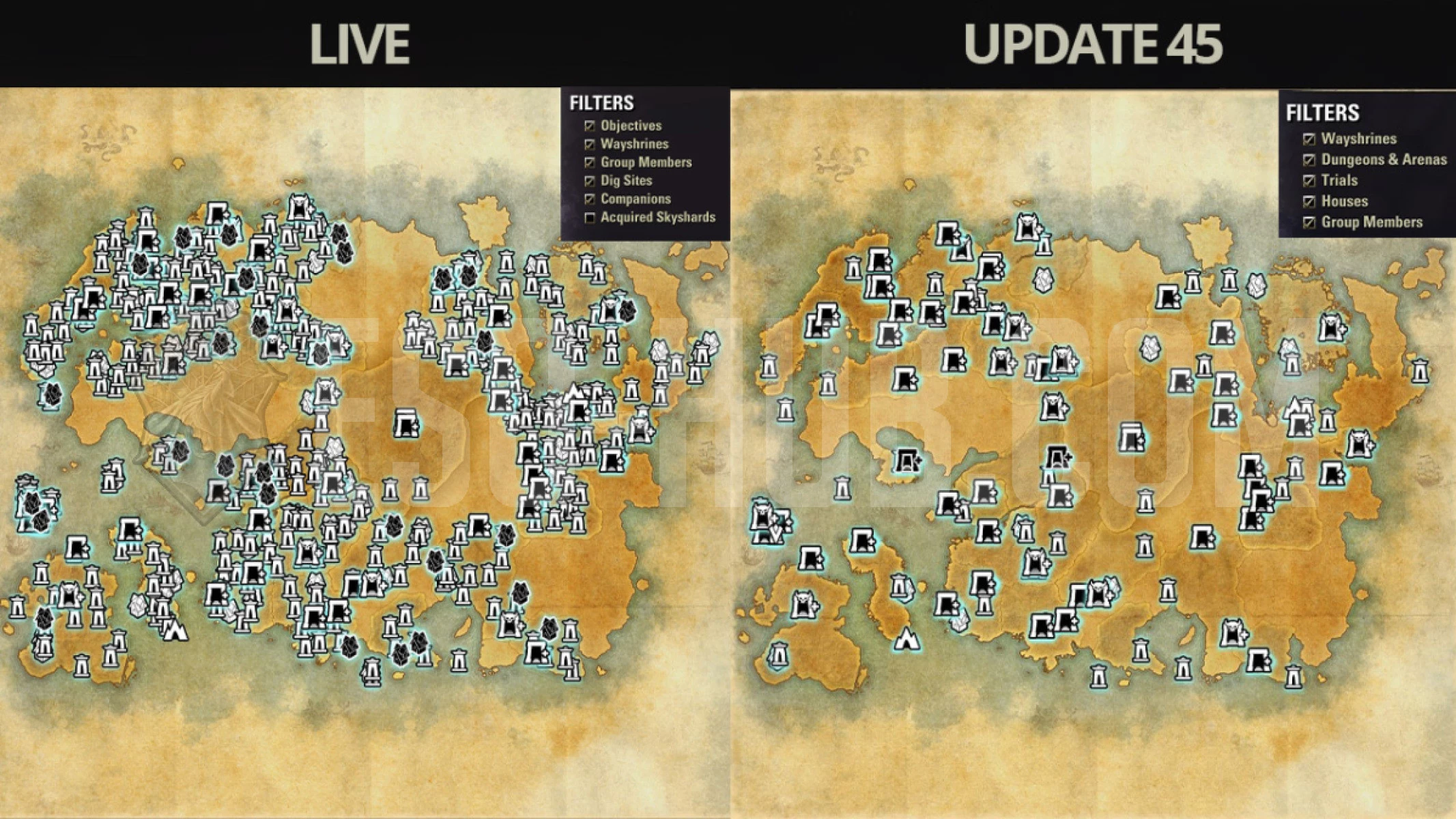 Live and PTS comparison of all filters turned on.