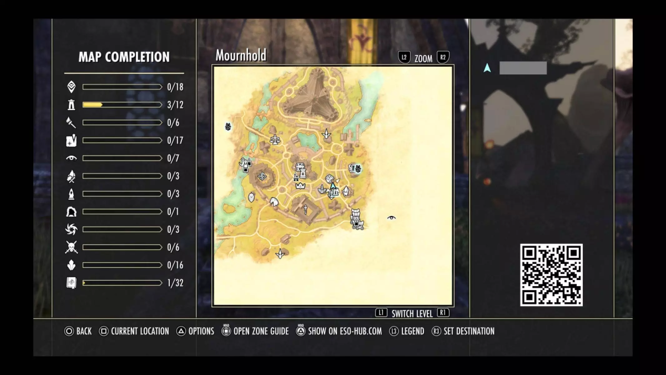 Next a QR code will pop up that sends you to the interactive map on ESO-Hub