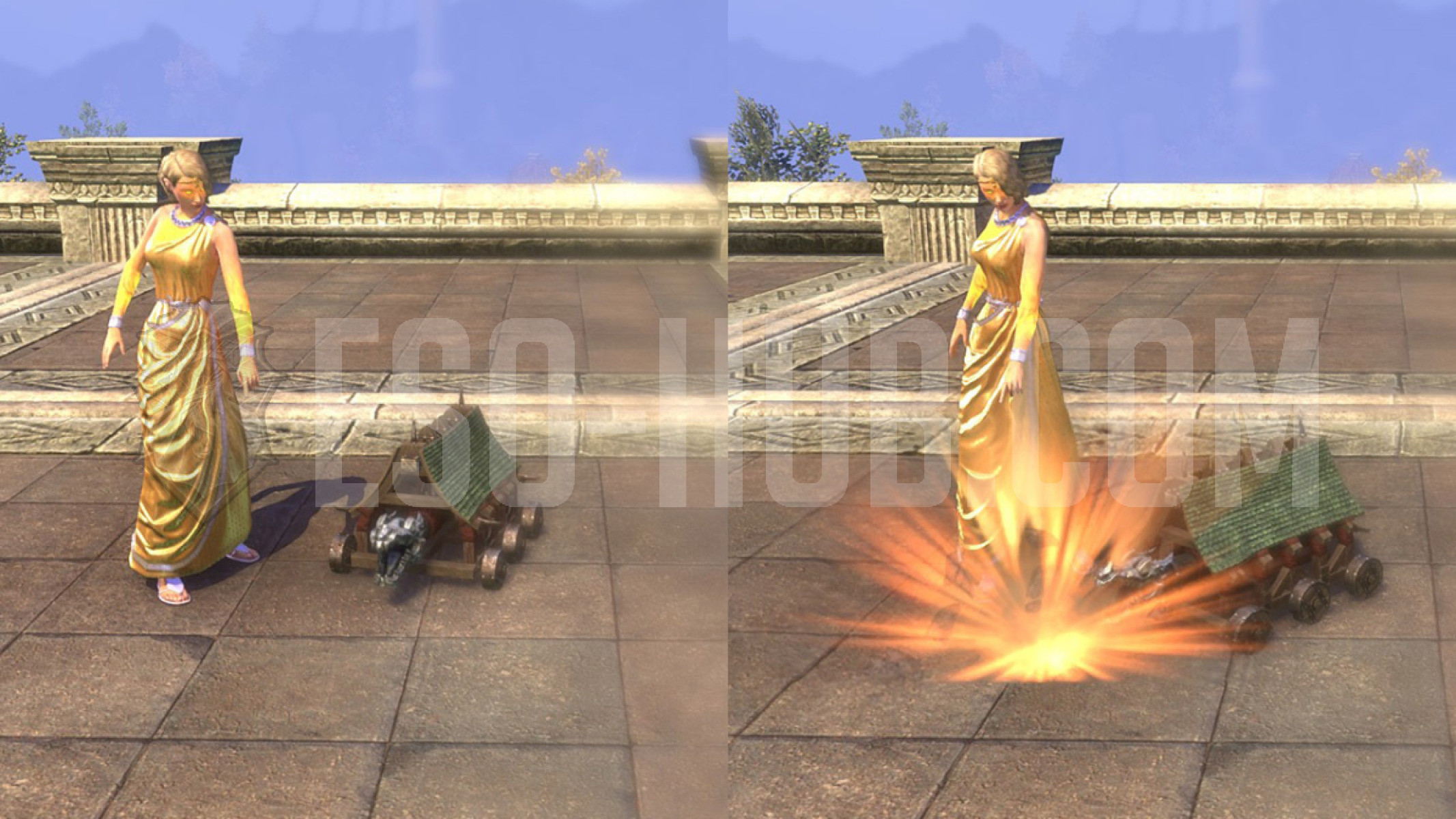 ESO Mini Siege Mining Customized Action description: An Alliance siege smith recuperating from a bout of fighting in Cyrodiil took on the task to build a better mining pick. When that didn't work out, they went with what they knew.