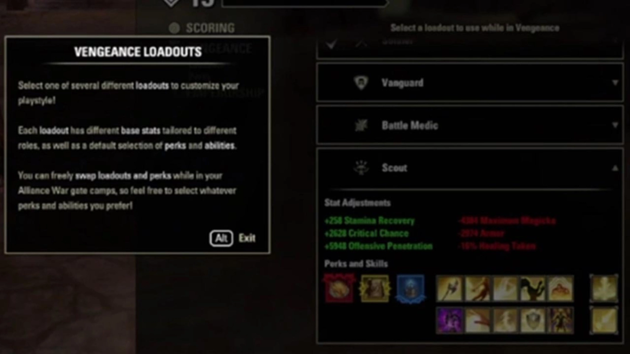 A preview of the new user interface for Vengeance PvP loadouts.