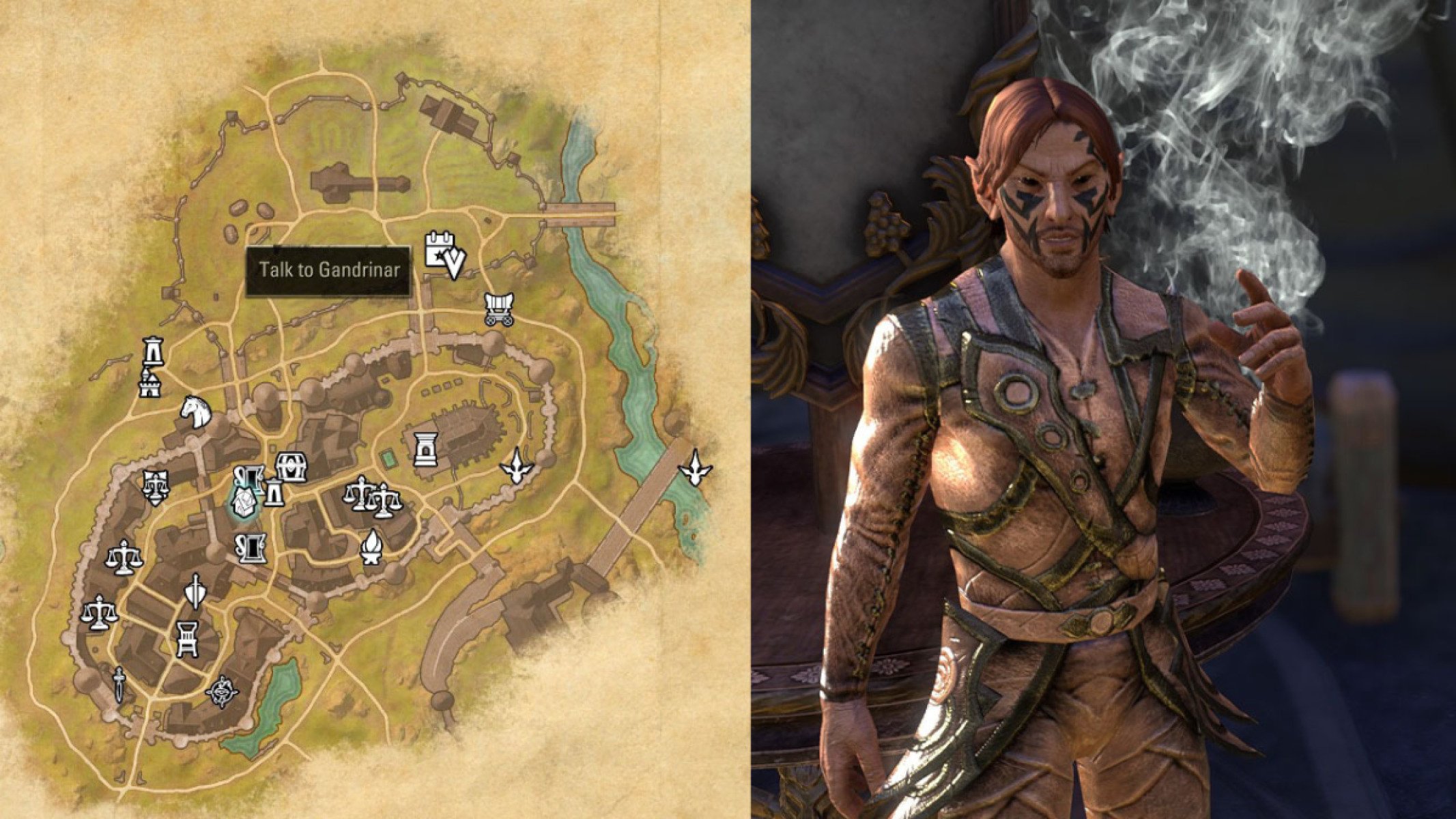 Holiday Daily Quest giver Gandinar location on map in ESO