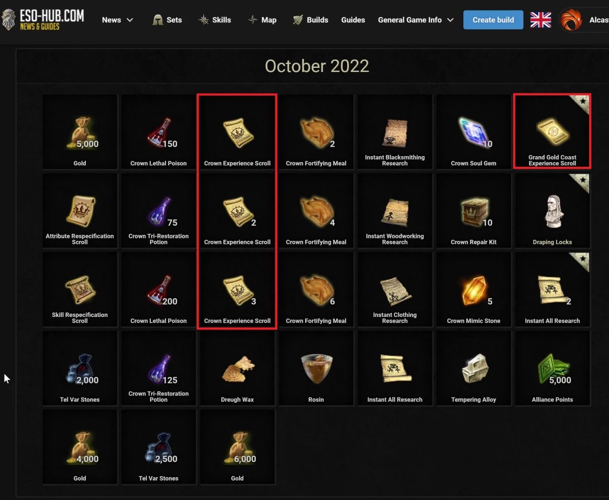 Daily Login Rewards on ESO-Hub.com