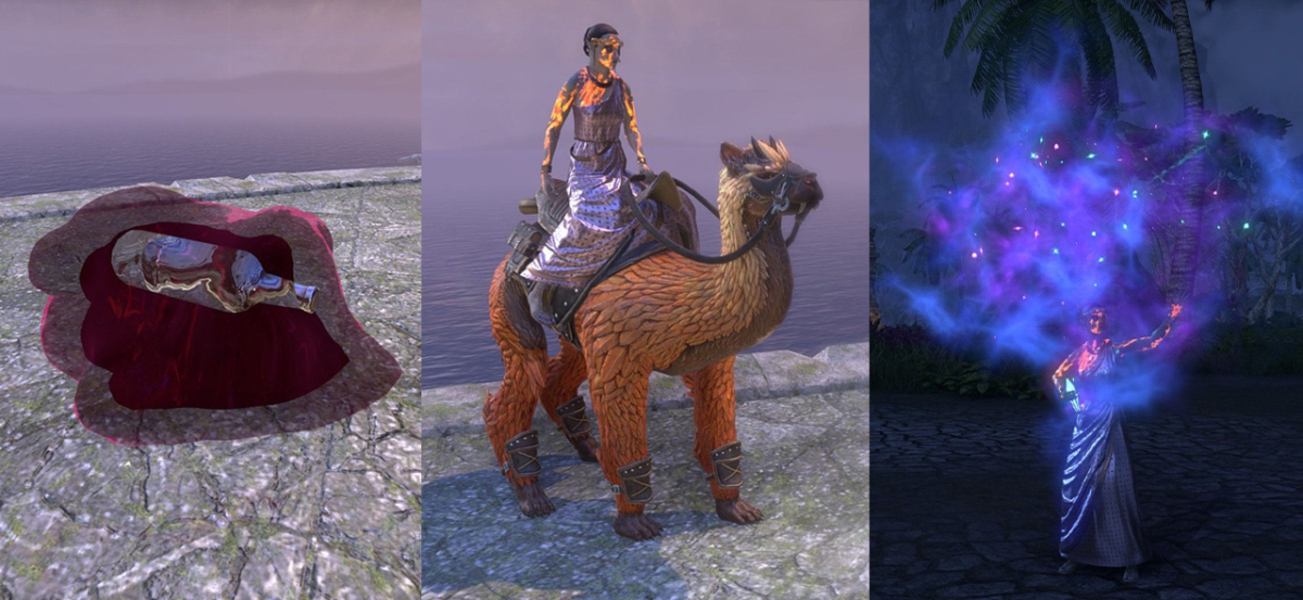 Vineyard Voriplasm pet, Russet Brekka mount and Aether-Traveled Varla Stone memento in ESO