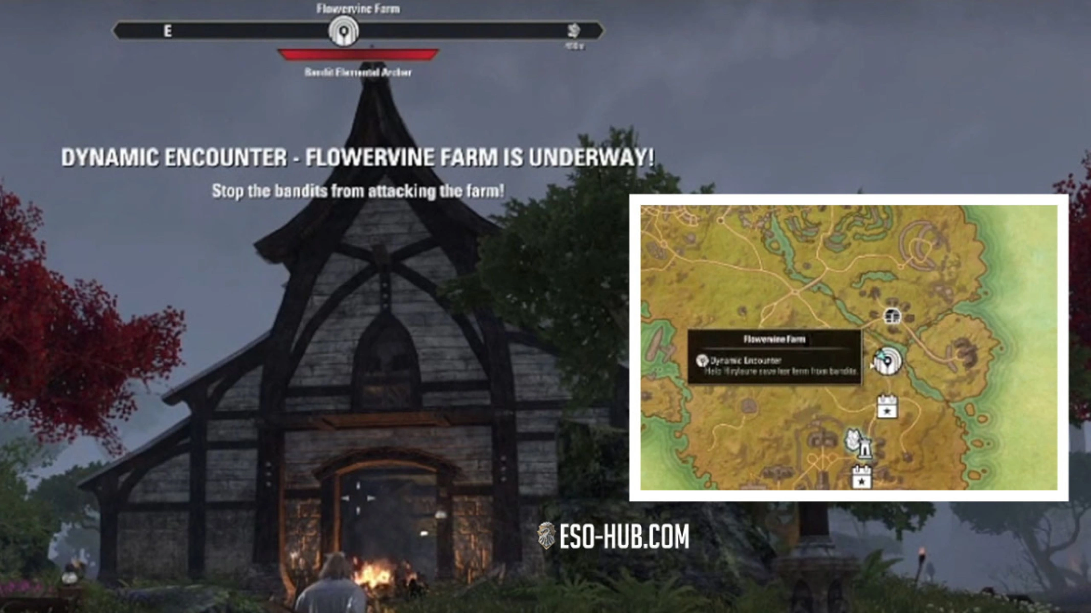 ESO Dynamic Encounter map icon showing an active event in Auridon