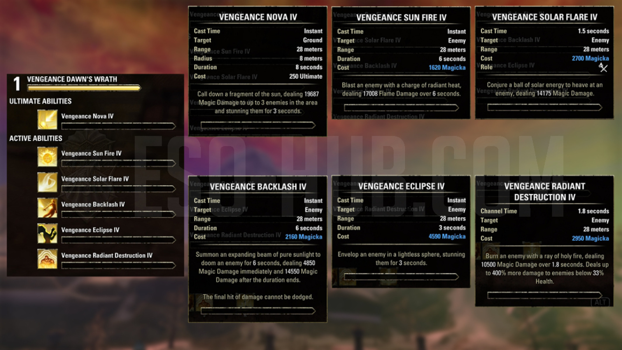Templar Vengeance Dawn's Wrath skills that are available only inside the ESO Vengeance Campaign Test