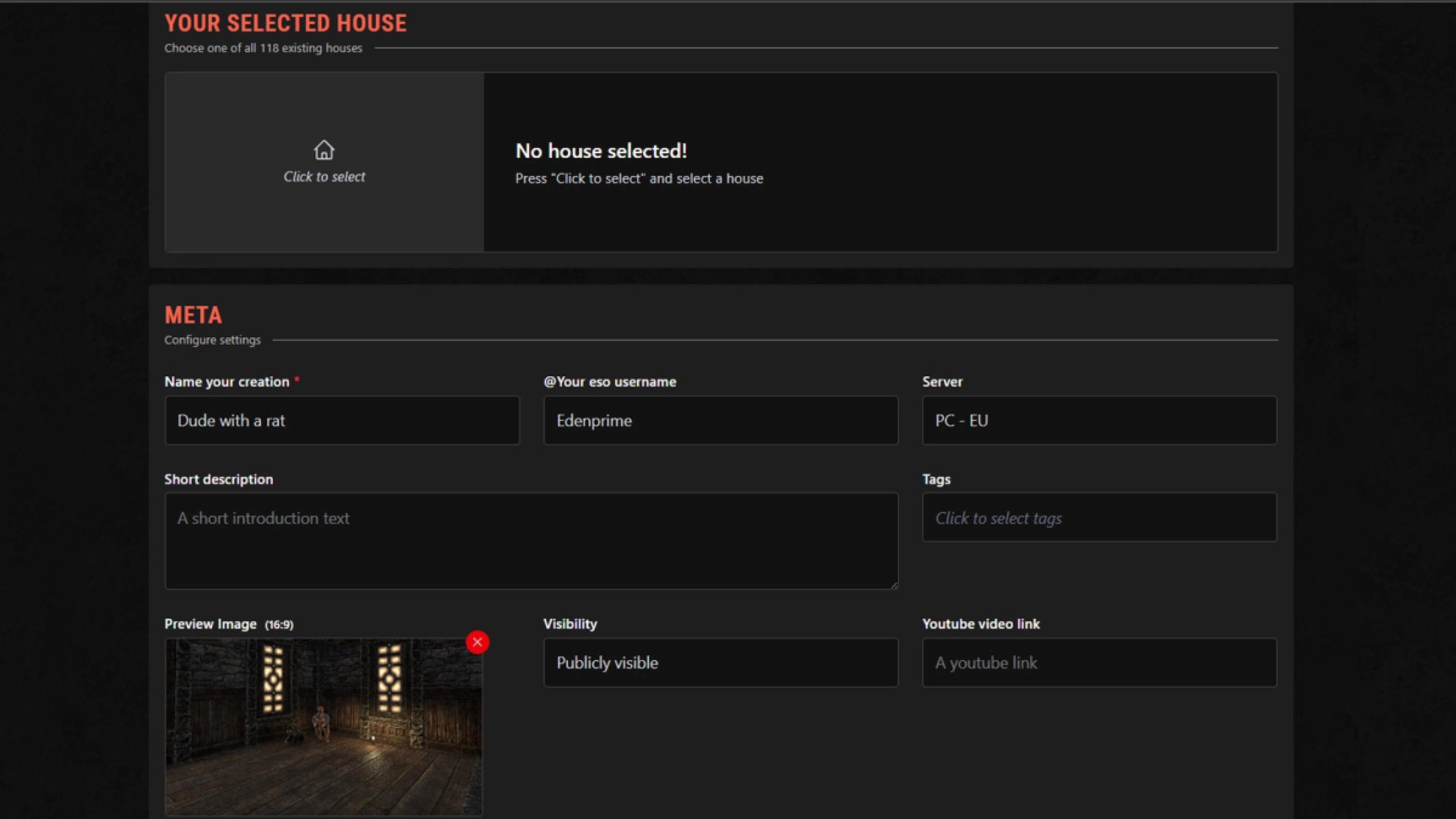 House Editor: Make sure your house is either visible with the link or public (not private)