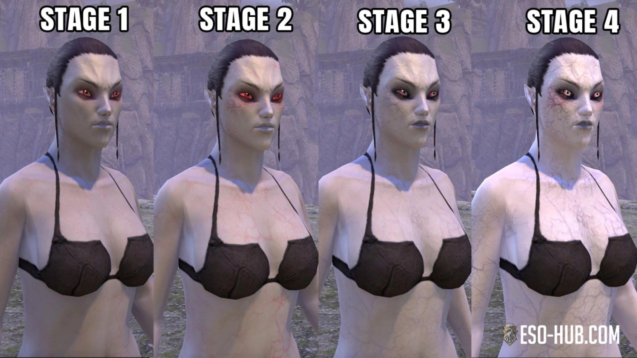 Close up of how Vampire Stages change your ESO Characters looks