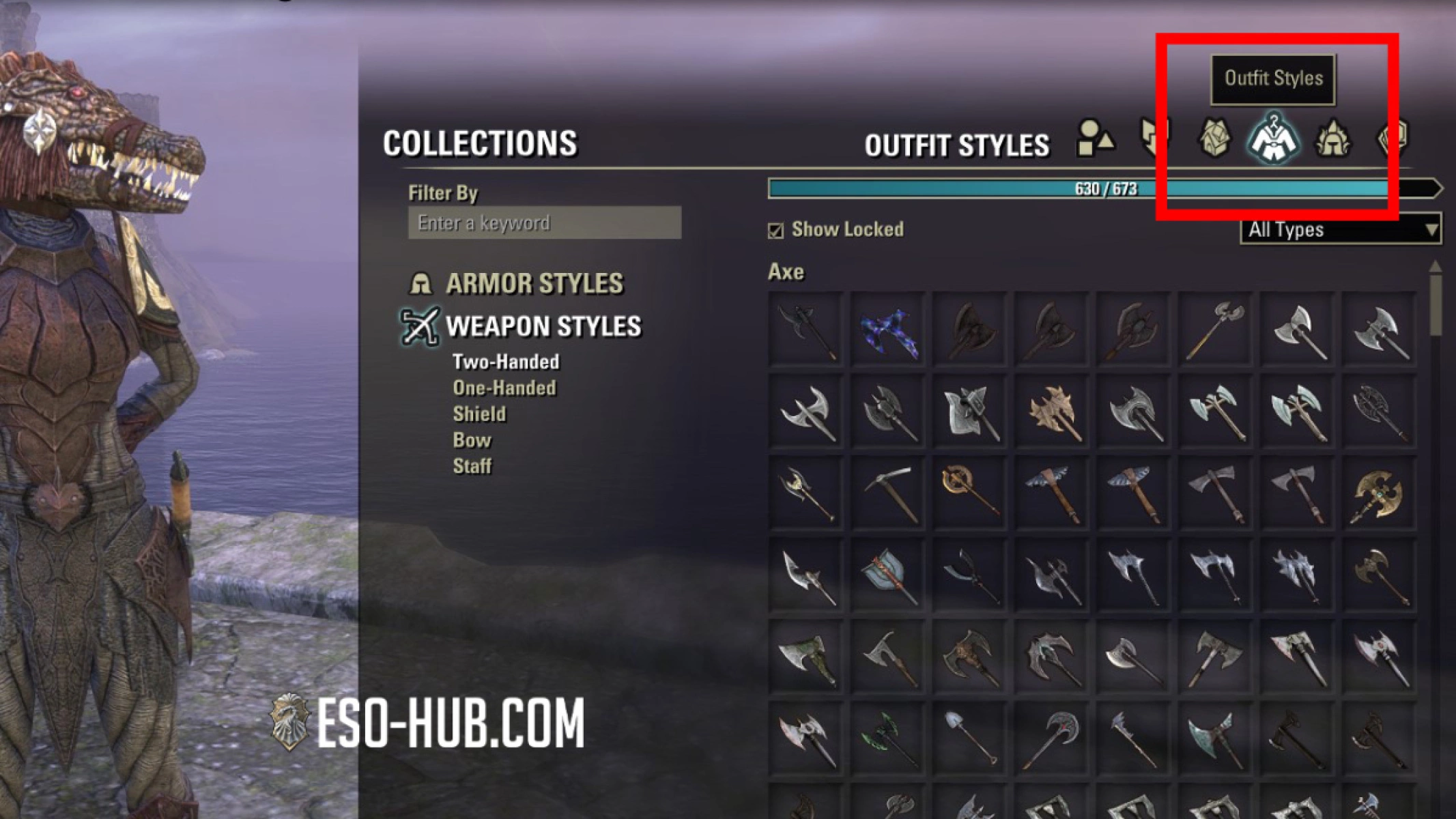 All motifs and outfit style pages can be seen in your collections tab.