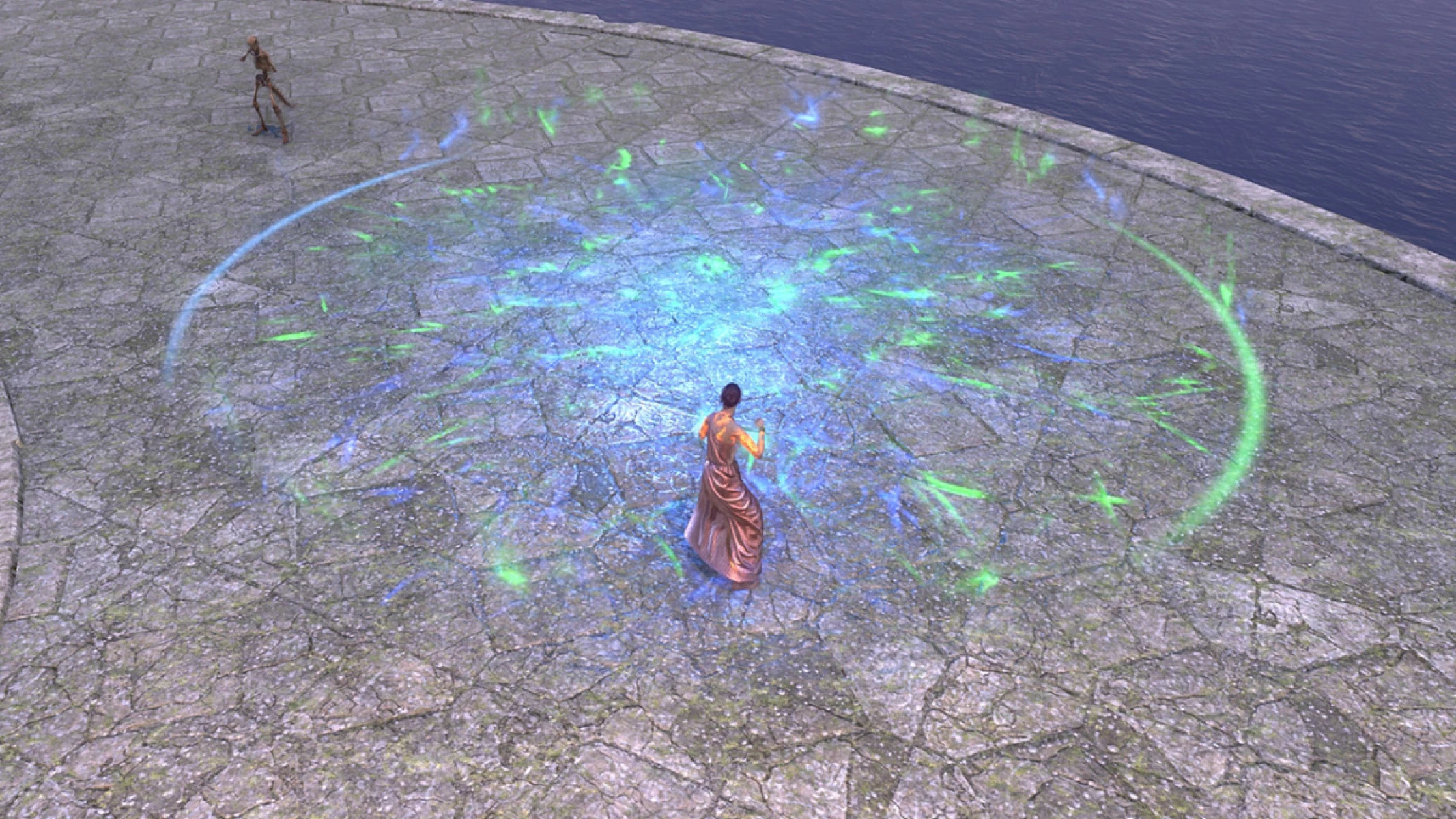 ESO Fledgling's Nest describes creating a nest but it actually shows a green and blue glowy effect on the ground.