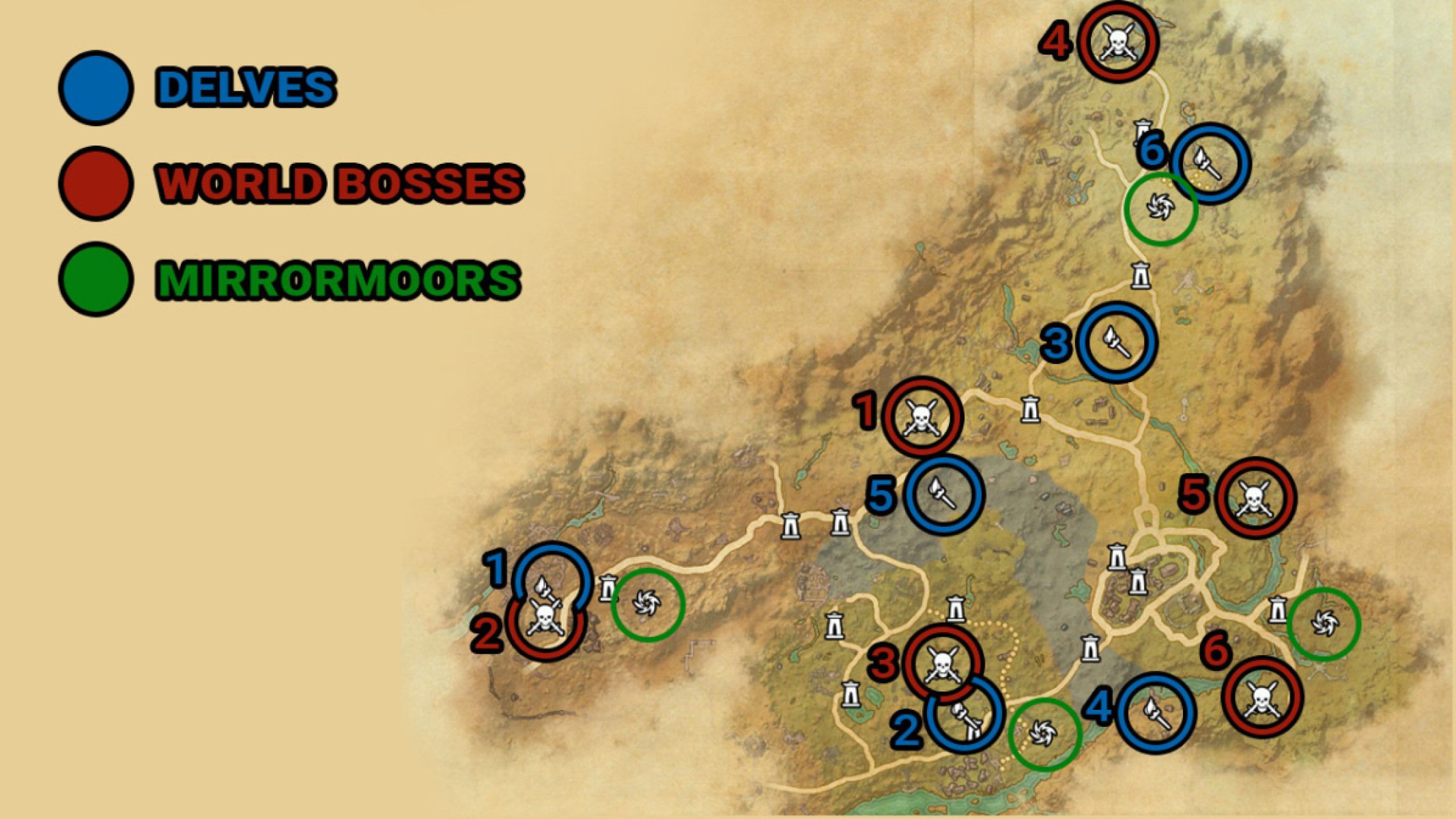 West Weald Dailies locations on map in ESO