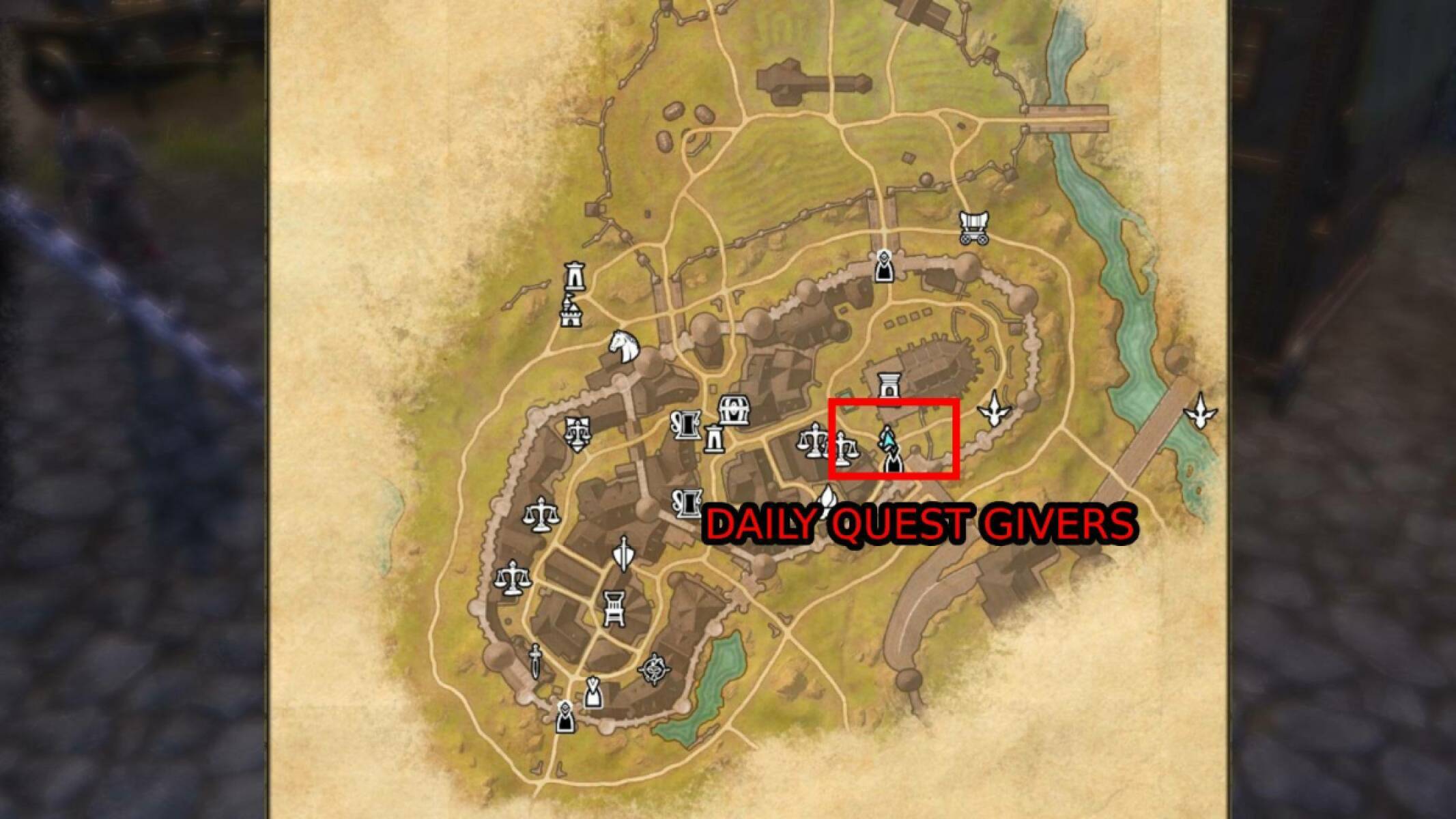 Skingrad: Daily Quest Giver Location in the West Weald Zone in ESO