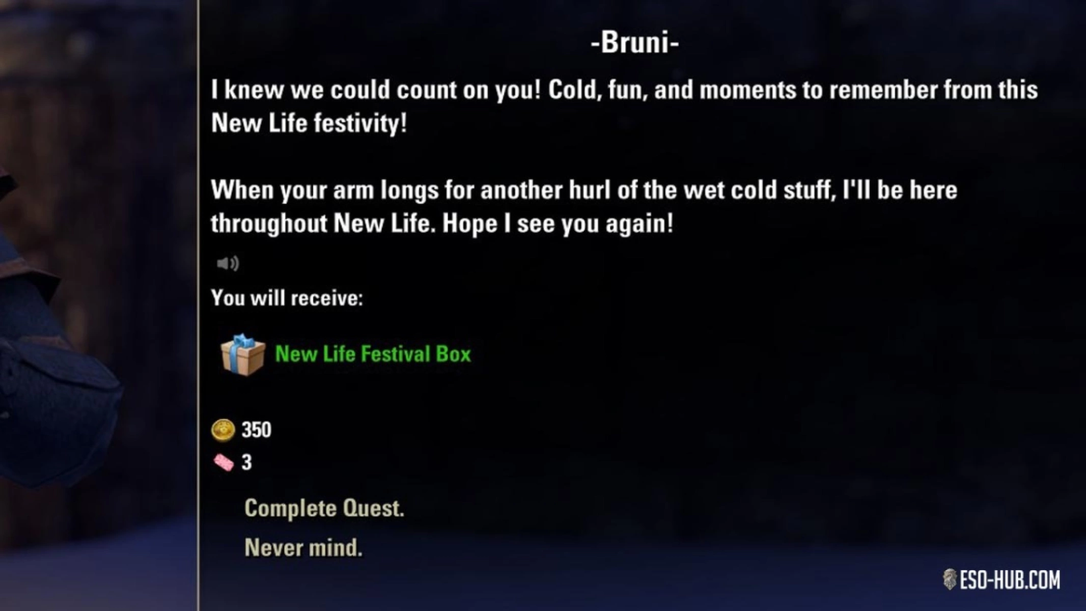 Returning one of the new New Life Event quests given by Anicus Novious.