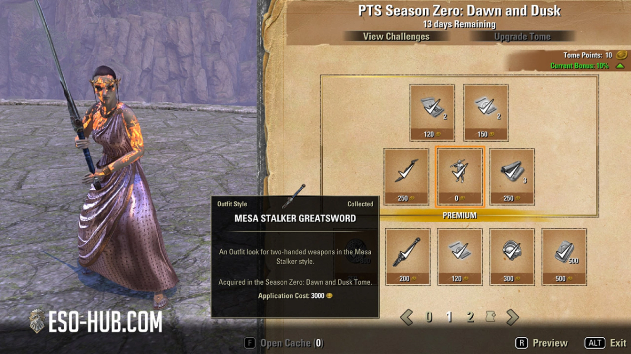 Mesa Stalker Greatsword outfit style is one of the Free track rewards.