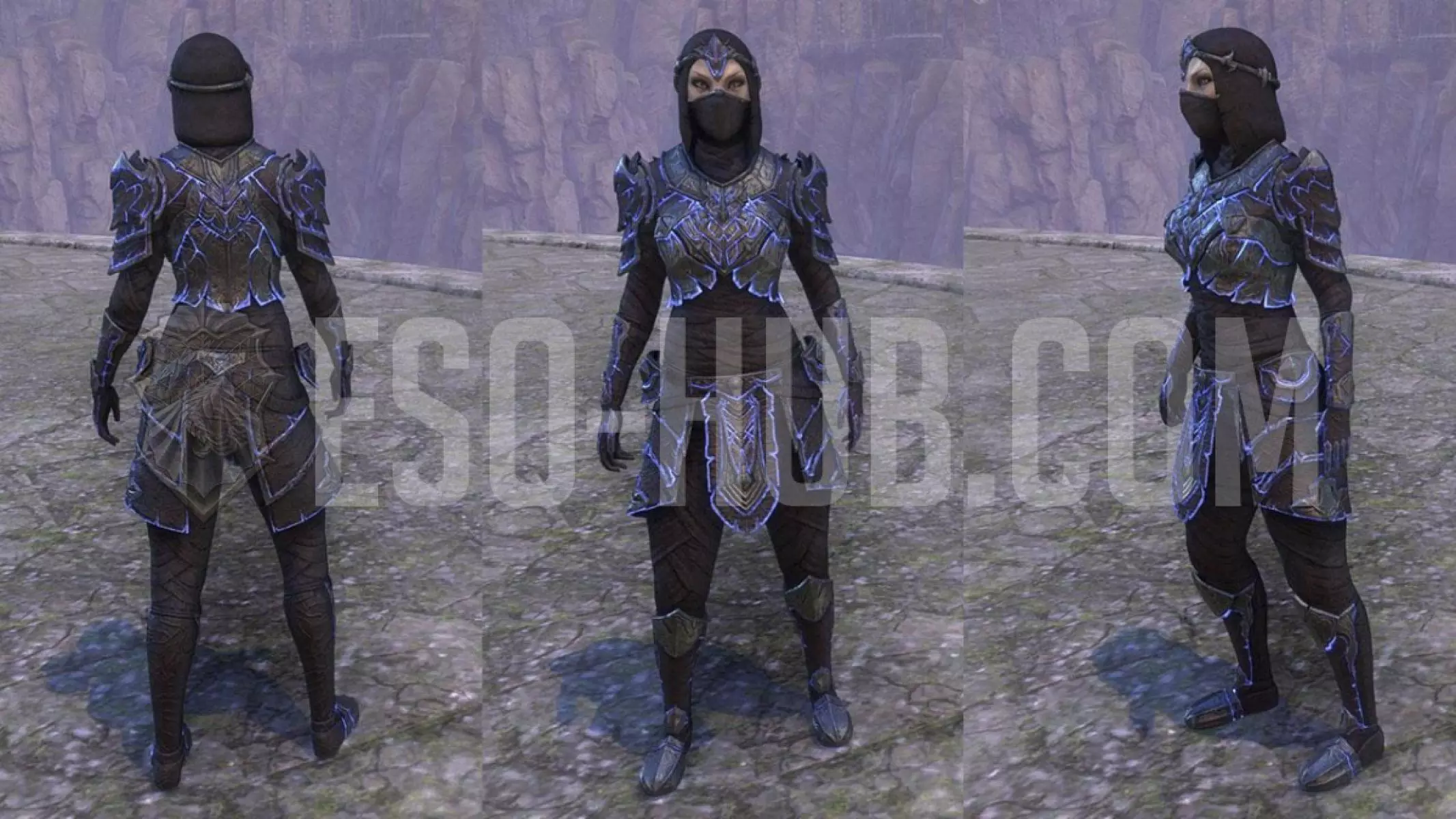 A female Dark Elf showcasing the Wormwrithe outfit style